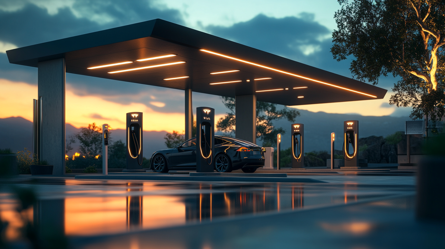 Modern EV charging station with iPark branding